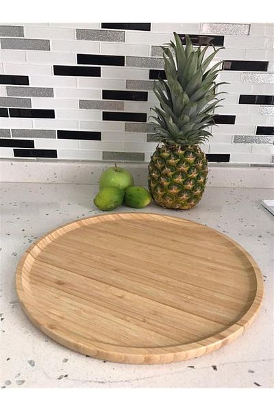 ELZEY HOME Natural Bamboo Round Serving Plate 30x30 cm Natural