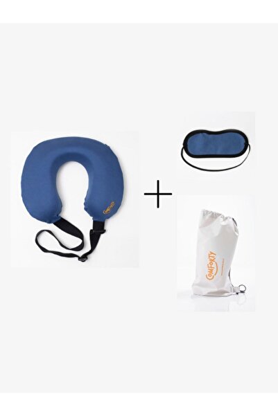 Comforty Ortopedik Seyahat Boyun Yastığı Ergonomik Visco Yastık (indigo Mavi)