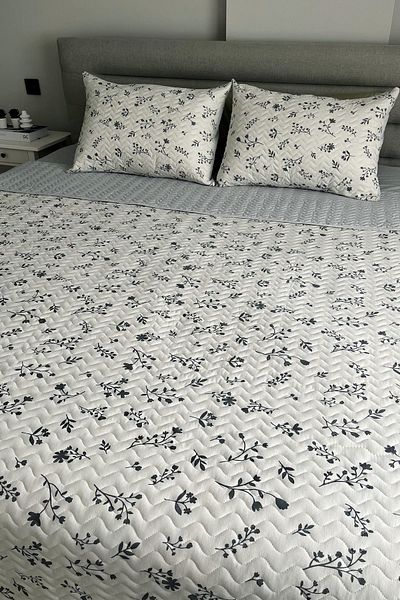 NANOSOFT Σετ Καλύμματα Κρεβατιού Καπιτονέ - 160x230 cm - Λουλούδι