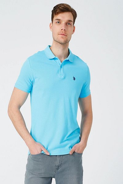 U.S. Polo Assn. Βάση. Ανδρικό μπλουζάκι Polo Assn Turquoise Polo Neck Slim Fit Pocketless