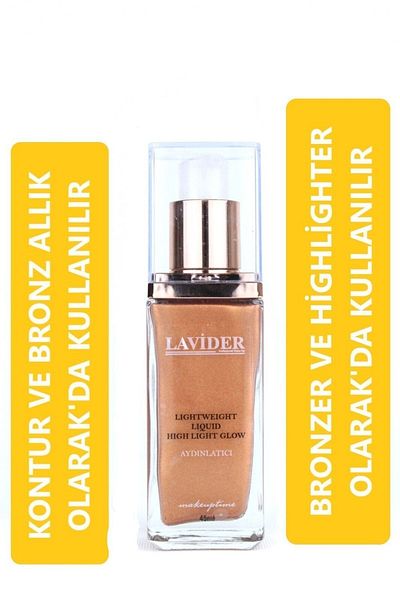 Lavider Pro Glow Liquid Illuminator Luminous Illuminating Bronzer 45 ml No:03 Brunette Skin (Dark)