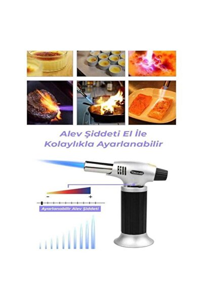 TORCH Pürmüz Bs-400 Model Profesyonel 1300 Derece Isı Çakmak Gaz Alev Tabancası Gaz Hediyeli