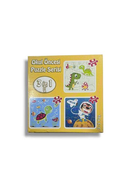 Pembe Pasaj Preschool Puzzle 3 Pieces Different Design Yellow in Single Box