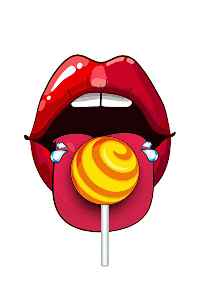 MegaSticker ملصق شفاه مصاصة مقاس 13 × 9 سم - للمحرك والخوذة والكمبيوتر المحمو...