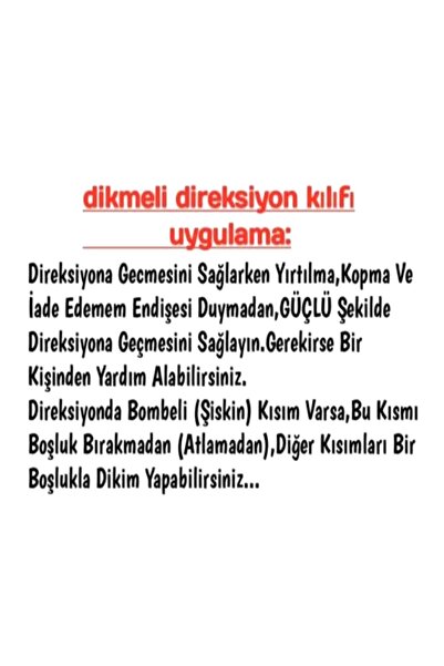 gürler oto kılıf ve aksesuar Universal Uyumlu Dikmeli Direksiyon Kılıfı Kamyon Tır Otobüs Büyük Araç 45cm Çapında -10,50 Cm