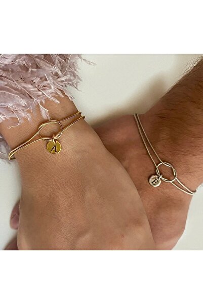 Okkostore Harf Detaylı Düğüm Çift Bilekliği Istenilen Harf Yazdırılabilir