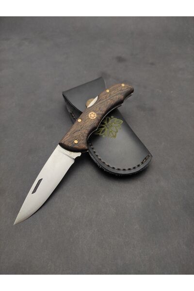 ALPHAS Sırttan Kilitli Çakı Kamp Outdoor Bıçağı El Yapımı Paslanmaz Çelik Kılıflı