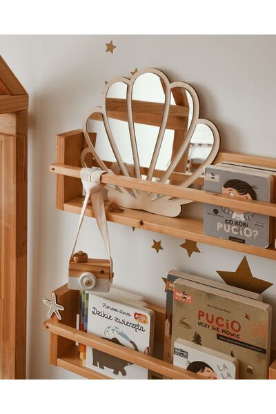 Deniz Kabuğu Çocuk Odası Ahşap Gümüş Plexi Duvar Dekoru - Bebek Hediyelik