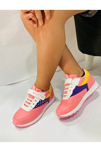 Demashoes حذاء رياضي للأطفال باللون الوردي والأرجواني والأصفر