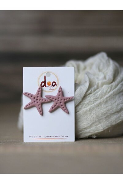 Doa Design Polimer Kil El Yapımı Deniz Yıldızı Özel Tasarım Kadın Küpe