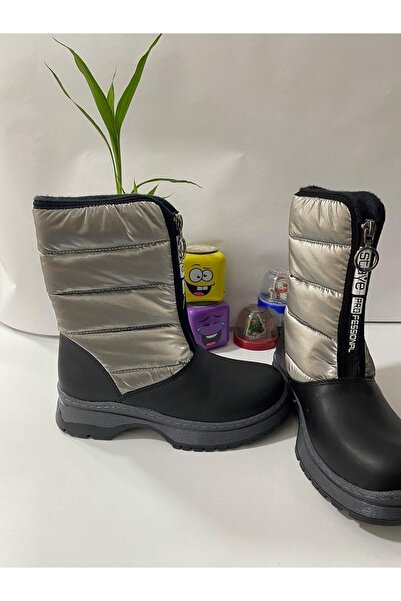 Demashoes Çocuk Platin Kar Çizmesi Su Geçirmez Kaymaz Taban