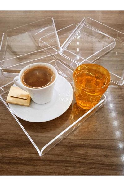 SOLİDCLASS Nisba Commercial Product - Transparent Plexiglass Coffee Presentation, 16X16 Cm, 4 Products