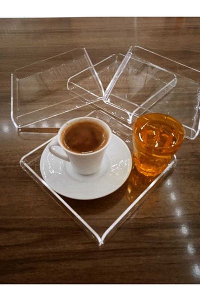 SOLİDCLASS Nisba Commercial Product - Transparent Plexiglass Coffee Presentation, 16X16 Cm, 4 Products