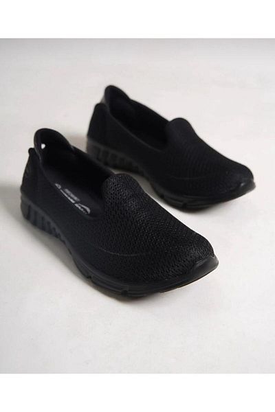 Demashoes Balerini de zi cu zi ortopedici fără șireturi cu talpă cu memorie neagră