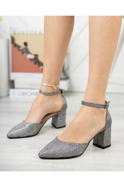 Demashoes Pantofi clasici cu toc gros, cu o singură curea, Platinum Breast