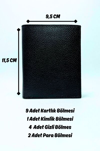 Parscraft Истински кожен портфейл, прав модел Flother, черен