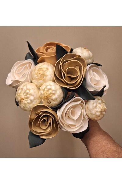 kutmen باقة وعاء ورد من اللاتكس بألوان مختلطة مصنوعة يدويًا (زهرة صناعية)