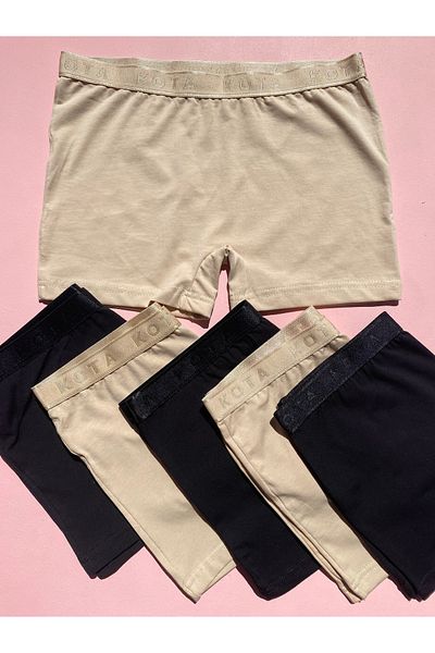 LEYNA BUTİK Boxer mini din bumbac Lycra, 6 bucăți - 3 negri, 3 piele