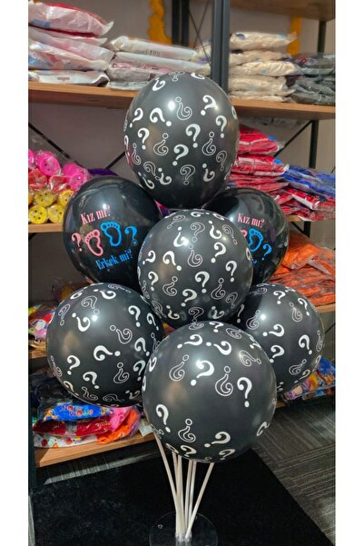 SÜS EVİ Cinsiyet Balonu soru işaretli Kaliteli 5 Adet Balon Cinsiyet Bebek