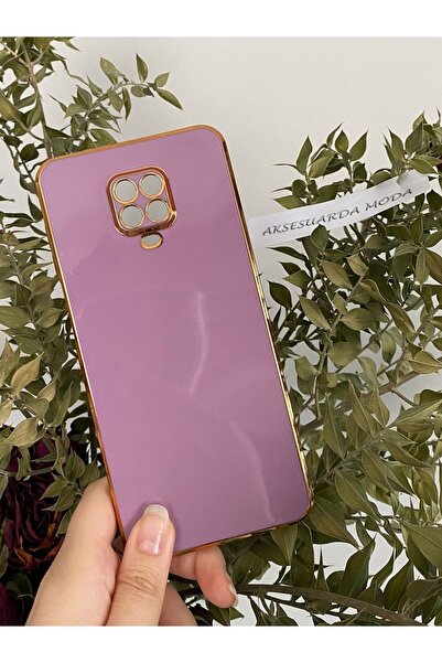 Aksesuarda Moda Note 9 Pro Uyumlu Gold Detaylı Parlak Lazer Kesim Kılıf