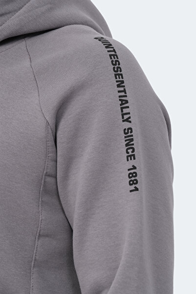 Slazenger KNIFE I Erkek Kapüşonlu Cepli Koyu Gri Sweatshirt