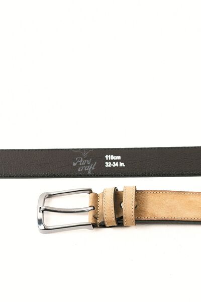 Parscraft Δερμάτινη ανδρική ζώνη Nubuck 4 εκ. Μπεζ τζιν υφασμάτινη αθλητική ζώνη