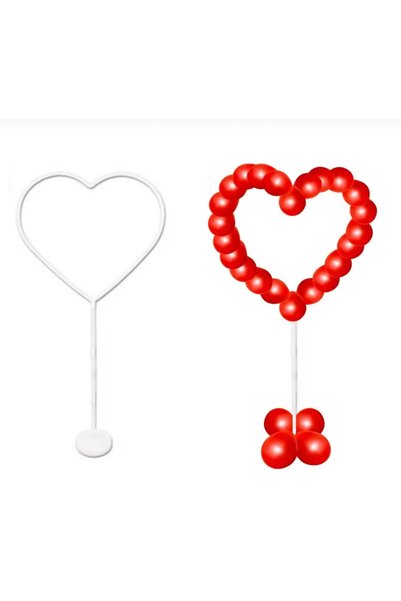 SÜS EVİ Sevgililer Günü Set Kalp balon Standı 30 Adet Kırmızı Balon ve Balon Yapıştırıcı Sevgiliye Kalp set