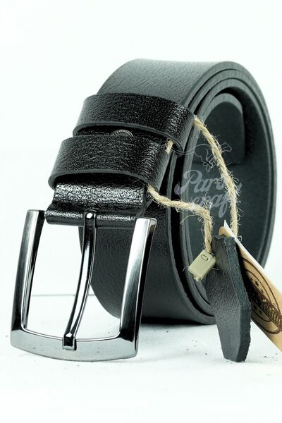 Parscraft Pánský pásek z pravé hovězí kůže 4 cm černý džínový látkový pásek n...