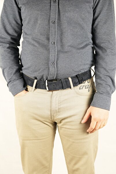 Parscraft Γνήσιο Suede Leather Ανδρική Ζώνη Navy Blue 4 cm