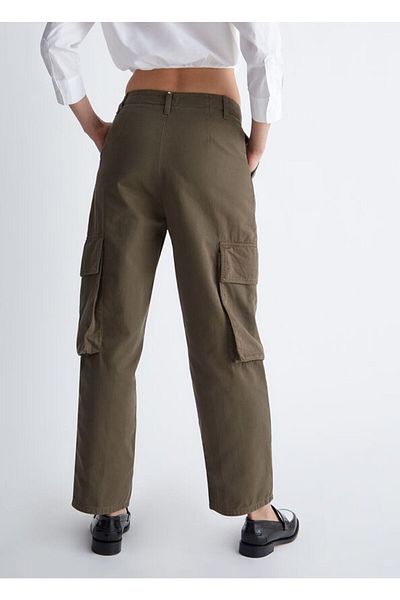 Liu Jo Women's Long Length Buttoned Daily Use Khaki Trousers with Pockets WF3168T3321-90809