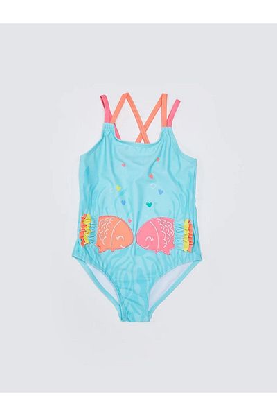 LC Waikiki Lcw Baby - Bedruckter Badeanzug mit Riemchen für Baby-Mädchen