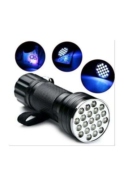 Geltoptan Uv Fener 21 Led Ultraviyole Fener Mor Uv Işık Lamba Siyah
