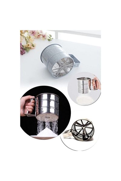 BALSA Stainless Metal Flour and Sugar Sieve 250 Gr Capacity Practical Sieve Kitchen Friendly
