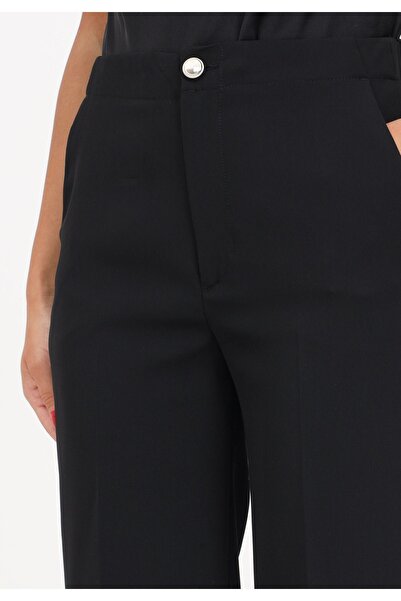 Liu Jo Women's Loose Leg Wide Cut Regular Waist Black Pants WF3148T7982-22222