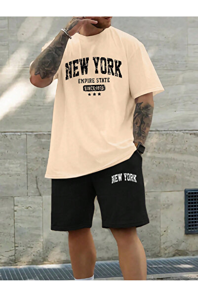 SeusCraft Νέα Υόρκη Εμπάιρ - Συνδυασμός μπλουζάκι και σορτς σε μπεζ και μαύρο...