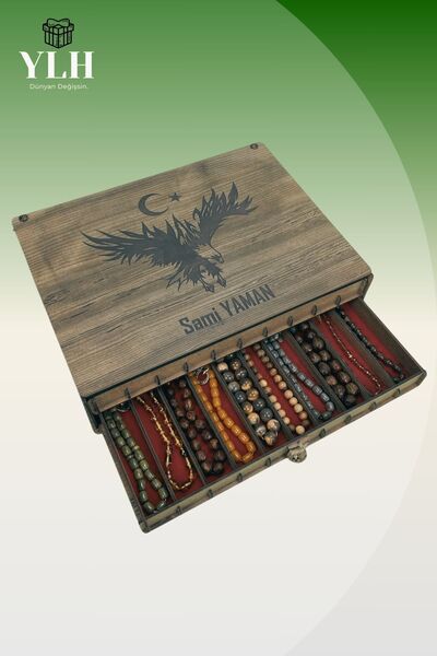 Yaman Hediyelik Kişiye Özel İsimli Tesbih ve Saat Koleksiyon Kutusu – 20 Tesb...