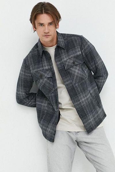 Only & Sons Men's Onszem Ovr Quilted Checkered Shirt 22023584 Anthracite