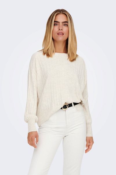 ONLY Women's Comfortable Cut Knitted Sweater 65515268804 Ecru