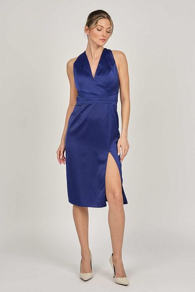 DORİDORCA Rochie de seară din satin pentru femei 5921188 Albastru miez de noapte