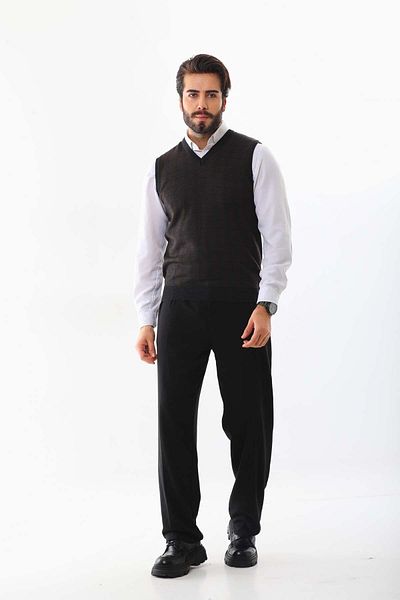 Pelikan Men's V-Neck Wool Sweater 4P13 Anthracite