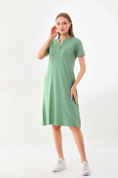 Sistas Women's Double Pocket Button Detailed Midi Dress 23443