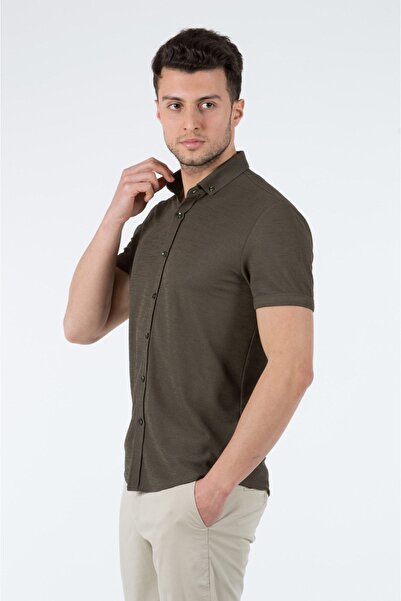 WEMSEY Erkek Slim Fit Gömlek 12301 Haki
