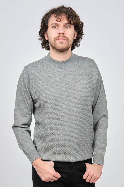 Desen Triko Men's Half Fisherman Patterned Wool Sweater 0249619 Gray