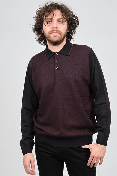 Pelikan Men's Polo Neck Sweater 1578418 Claret Red