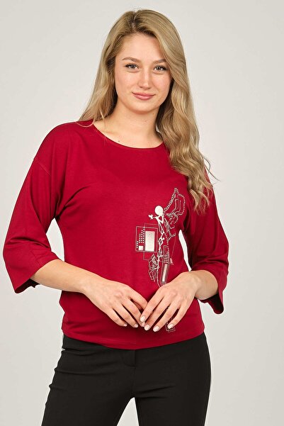 Sistas Women's Patterned Blouse 6690208 Claret Red