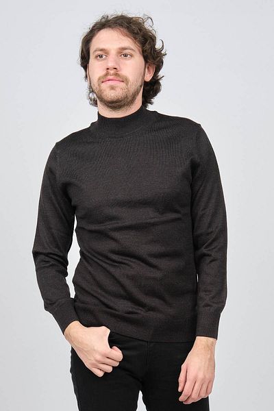 Ateş Triko Men's Half Turtleneck Wool Sweater 6090154 Smoked