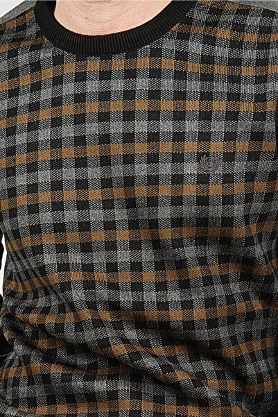 Pelikan Men's Patterned Crew Neck Sweater 1577309 Brown