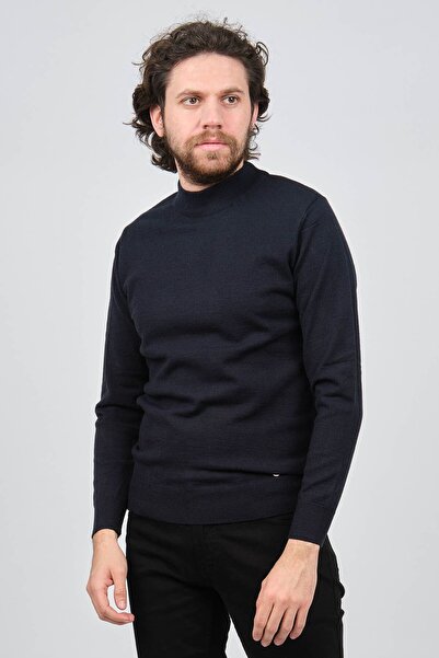 Çizgi Triko Чоловічий напіврибальський комір, прямий казенок 42564252 Темно-синій