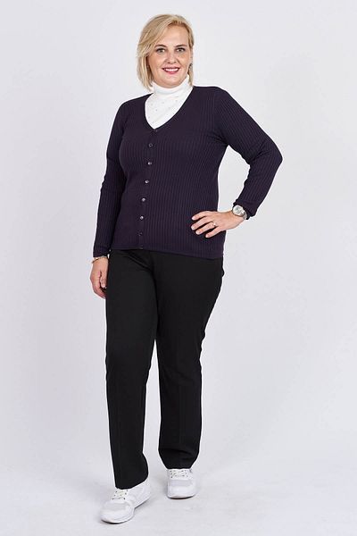 Büşra Triko Women's Plum Buttoned V-Neck Cardigan 3997258