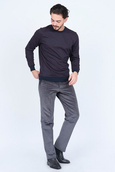 Raymons Men's Patterned Crew Neck Knitwear Sweat 6782270 Claret Red